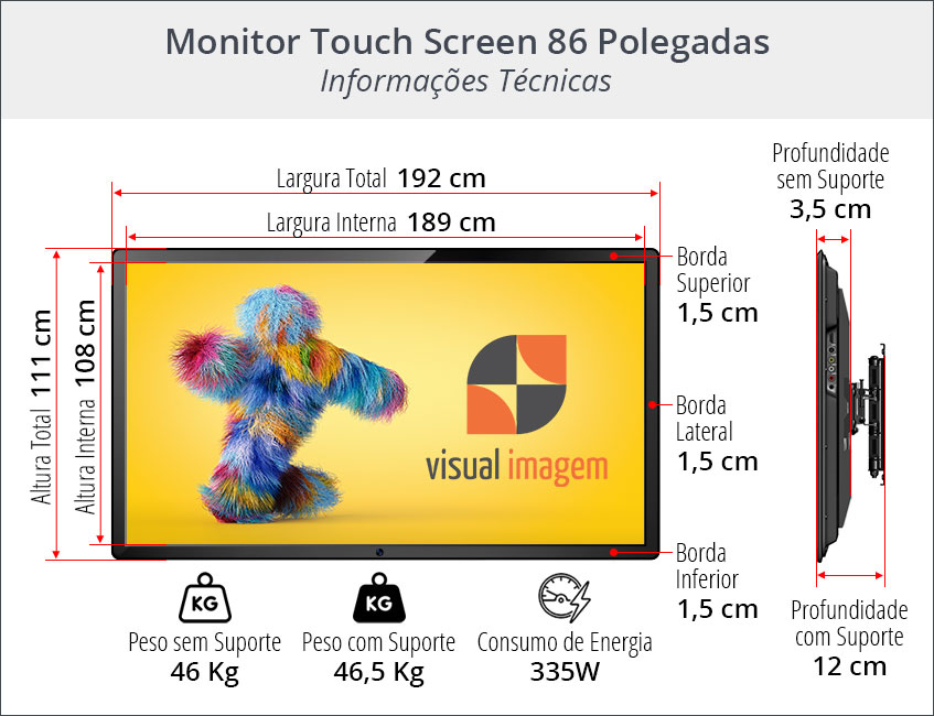 Aluguel de Monitor Touch Screen 86 Polegadas