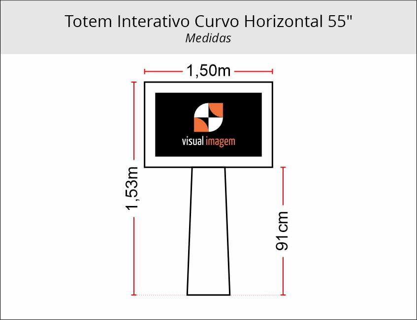 Aluguel de Totem Interativo Curvo Horizontal 55 polegadas